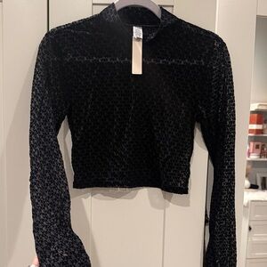 VSX Black Textured Crop Top